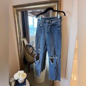 Target Wild fable super high rise straight leg distressed jeans